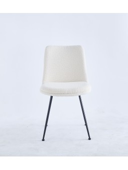 Modern Teddy Dining Chair | Minimalist Bouclé Chair in Cream | Blac...