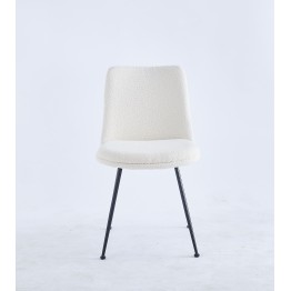 Modern Teddy Dining Chair | Minimalist Bouclé Chair in Cream | Blac...