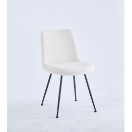 Modern Teddy Dining Chair | Minimalist Bouclé Chair in Cream | Blac...