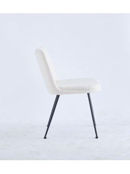 Modern Teddy Dining Chair | Minimalist Bouclé Chair in Cream | Blac...