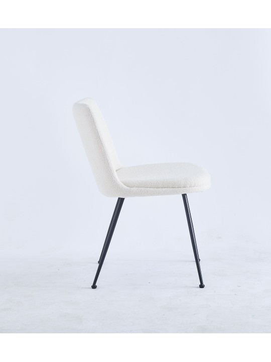 Modern Teddy Dining Chair | Minimalist Bouclé Chair in Cream | Blac...
