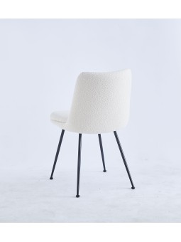 Modern Teddy Dining Chair | Minimalist Bouclé Chair in Cream | Blac...