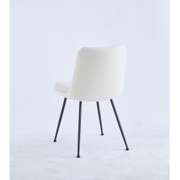 Modern Teddy Dining Chair | Minimalist Bouclé Chair in Cream | Blac...
