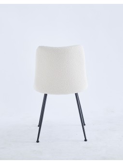 Modern Teddy Dining Chair | Minimalist Bouclé Chair in Cream | Blac...