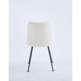 Modern Teddy Dining Chair | Minimalist Bouclé Chair in Cream | Blac...