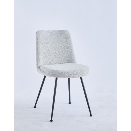 Modern Teddy Dining Chair | Minimalist Bouclé Chair in Cream | Blac...