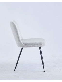 Modern Teddy Dining Chair | Minimalist Bouclé Chair in Cream | Blac...