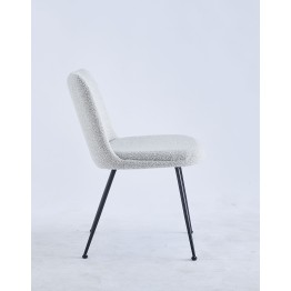 Modern Teddy Dining Chair | Minimalist Bouclé Chair in Cream | Blac...