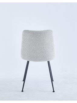 Modern Teddy Dining Chair | Minimalist Bouclé Chair in Cream | Blac...