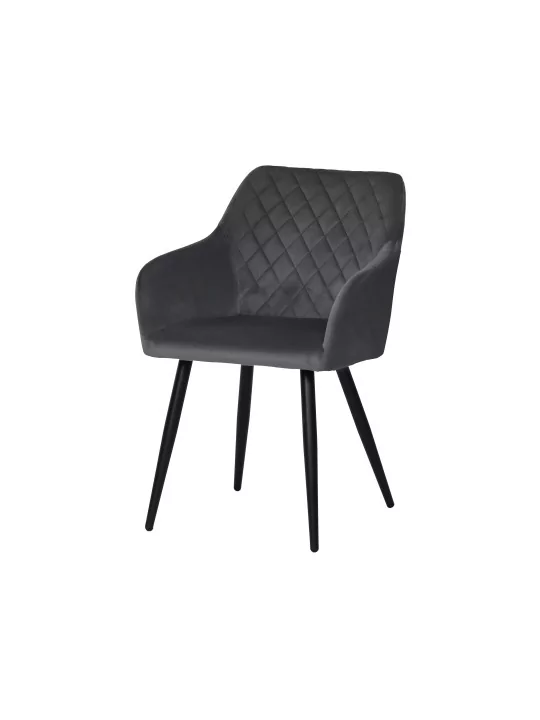 Set of 4 FLINDY Quilted Velvet Dining Chair with Diamond Pattern
