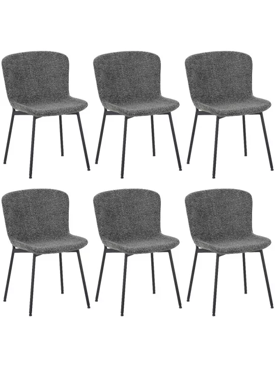 Lot de 6 RIYA Chaise Contemporaine avec Revêtement en Tissu Bouclé ...