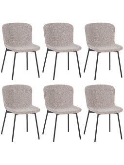 Lot de 6 RIYA Chaise Contemporaine avec Revêtement en Tissu Bouclé ...