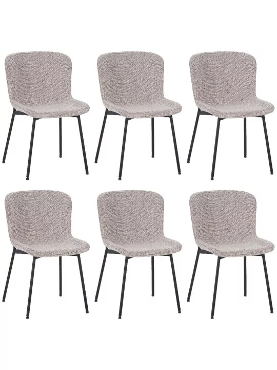 Lot de 6 RIYA Chaise Contemporaine avec Revêtement en Tissu Bouclé ...