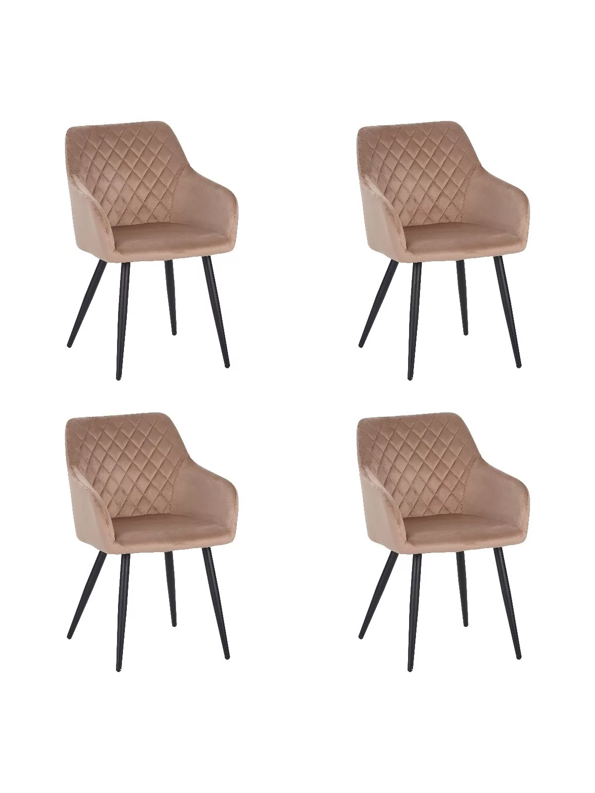 Lot de 4 FLINDY Chaise de Salle à Manger en Velours Matelassé LOT ...