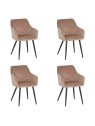 Set of 4 FLINDY Quilted Velvet Dining Chair with Diamond Pattern
