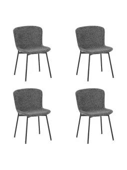 Lot de 4 RIYA Chaise Contemporaine avec Revêtement en Tissu Bouclé ...
