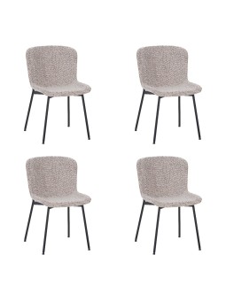 Lot de 4 RIYA Chaise Contemporaine avec Revêtement en Tissu Bouclé ...