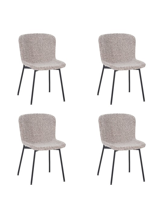 Lot de 4 RIYA Chaise Contemporaine avec Revêtement en Tissu Bouclé ...
