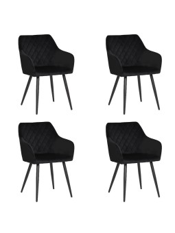 Lot de 4 FLINDY Chaise de Salle à Manger en Velours Matelassé Haute...