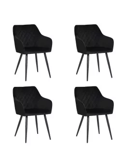 Set of 4 FLINDY Quilted Velvet Dining Chair with Diamond Pattern