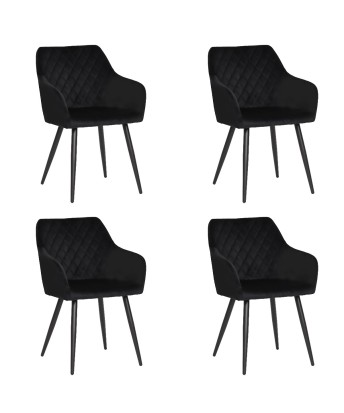 Set of 4 FLINDY Quilted Velvet Dining Chair with Diamond Pattern