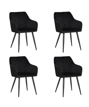 Set of 4 FLINDY Quilted Velvet Dining Chair with Diamond Pattern