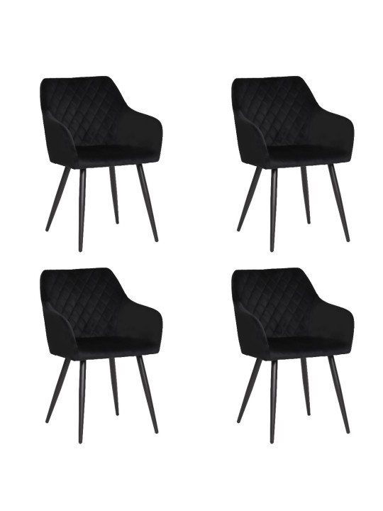 Set of 4 FLINDY Quilted Velvet Dining Chair with Diamond Pattern