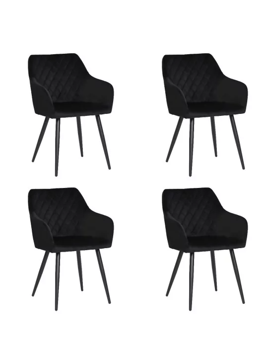 Set of 4 FLINDY Quilted Velvet Dining Chair with Diamond Pattern