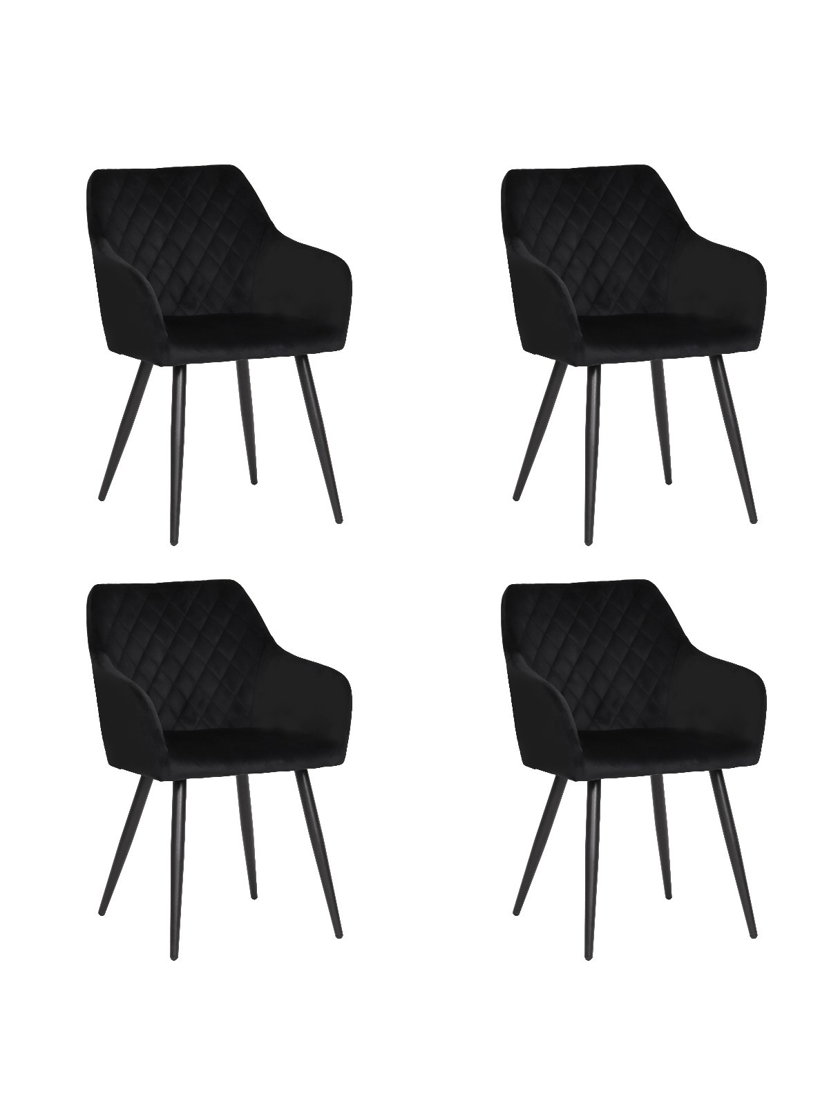 Set of 4 FLINDY Quilted Velvet Dining Chair with Diamond Pattern