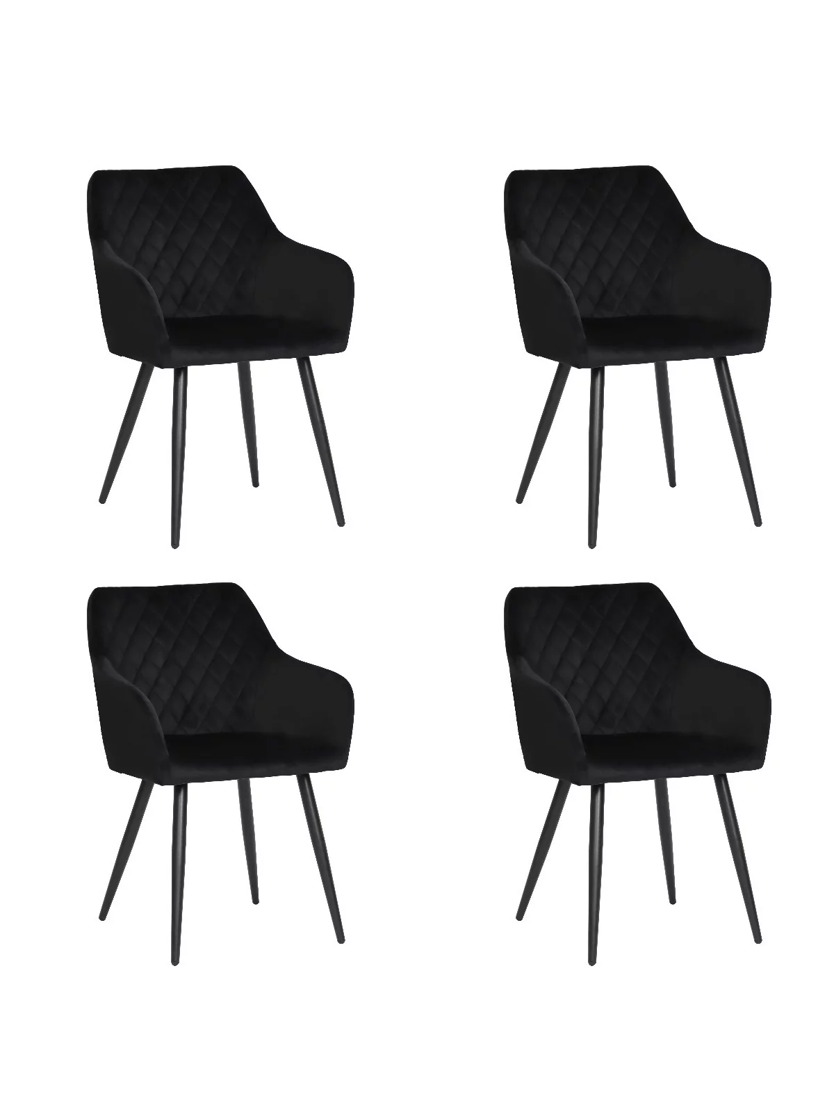 Set of 4 FLINDY Quilted Velvet Dining Chair with Diamond Pattern