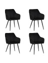Set of 4 FLINDY Quilted Velvet Dining Chair with Diamond Pattern
