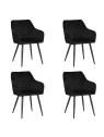 Set of 4 FLINDY Quilted Velvet Dining Chair with Diamond Pattern