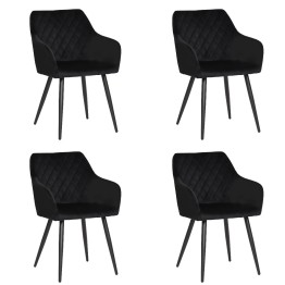 Set of 4 FLINDY Quilted Velvet Dining Chair with Diamond Pattern
