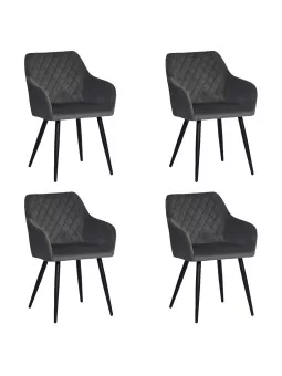 Set of 4 FLINDY Quilted Velvet Dining Chair with Diamond Pattern