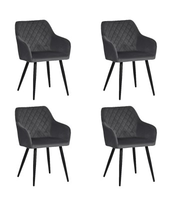 Set of 4 FLINDY Quilted Velvet Dining Chair with Diamond Pattern