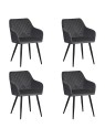 Set of 4 FLINDY Quilted Velvet Dining Chair with Diamond Pattern