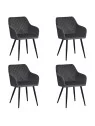 Set of 4 FLINDY Quilted Velvet Dining Chair with Diamond Pattern