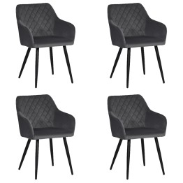 Set of 4 FLINDY Quilted Velvet Dining Chair with Diamond Pattern
