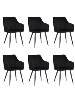 Set of 6 FLINDY Quilted Velvet Dining Chair with Diamond Pattern