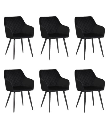 Set of 6 FLINDY Quilted Velvet Dining Chair with Diamond Pattern
