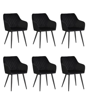 Set of 6 FLINDY Quilted Velvet Dining Chair with Diamond Pattern