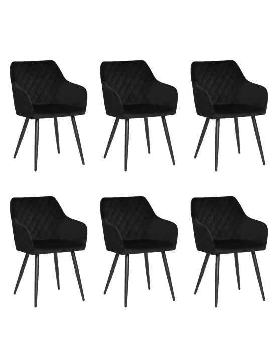 Set of 6 FLINDY Quilted Velvet Dining Chair with Diamond Pattern