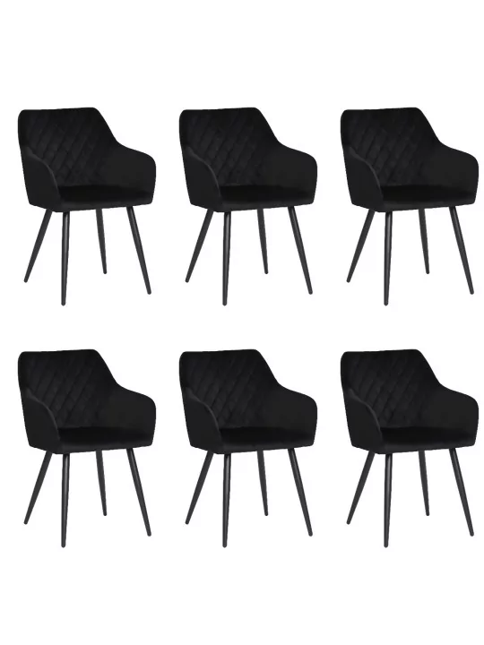 Set of 6 FLINDY Quilted Velvet Dining Chair with Diamond Pattern