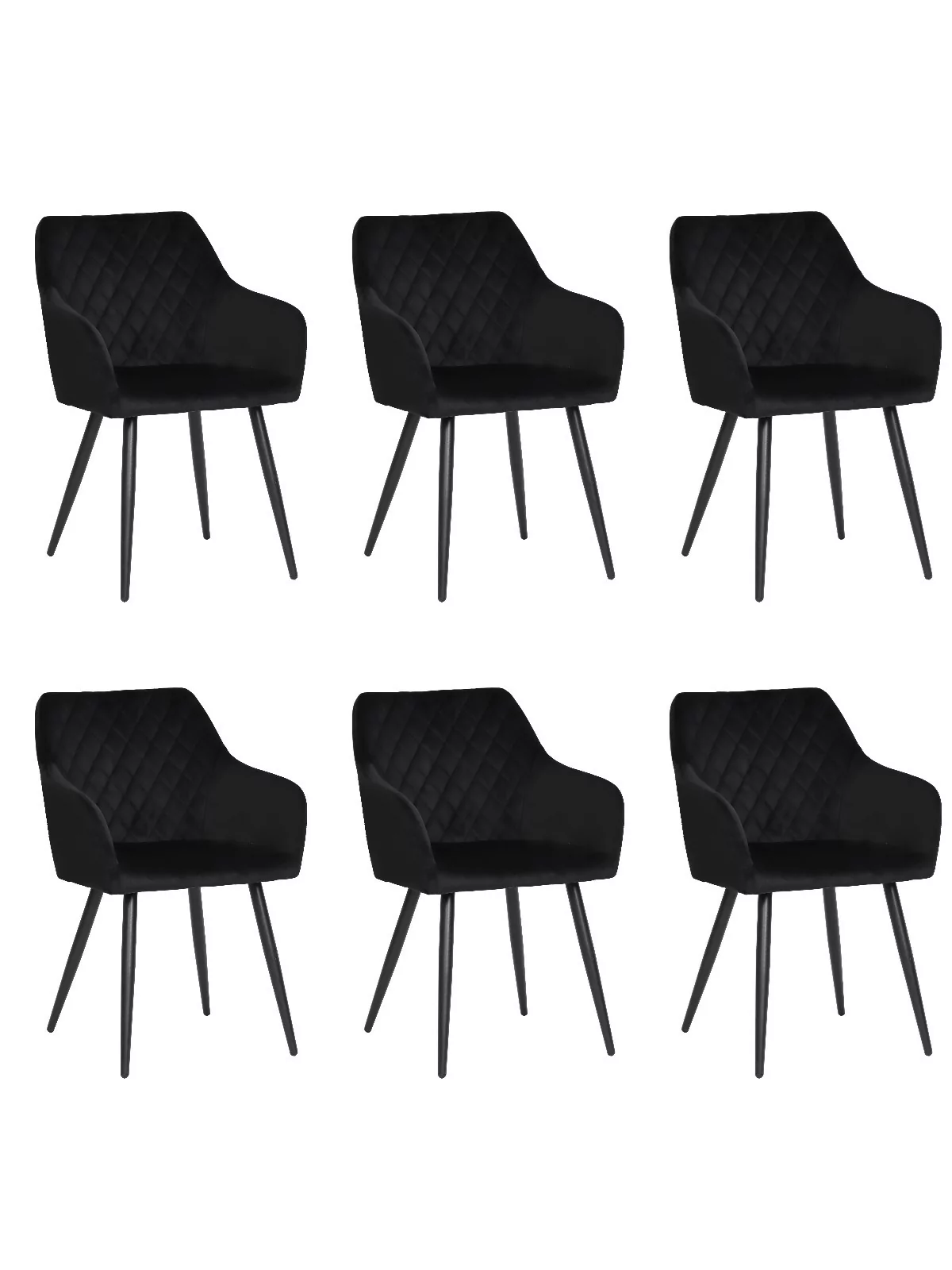 Set of 6 FLINDY Quilted Velvet Dining Chair with Diamond Pattern