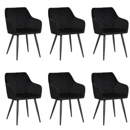 Set of 6 FLINDY Quilted Velvet Dining Chair with Diamond Pattern