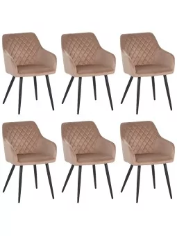 Set of 6 FLINDY Quilted Velvet Dining Chair with Diamond Pattern