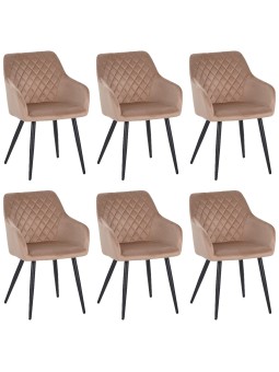 Lot de 6 FLINDY Chaise de Salle à Manger en Velours Matelassé LOT ...