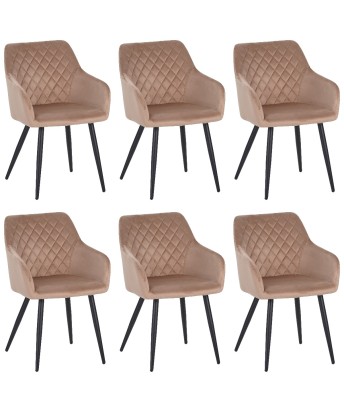 Set of 6 FLINDY Quilted Velvet Dining Chair with Diamond Pattern