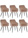 Set of 6 FLINDY Quilted Velvet Dining Chair with Diamond Pattern
