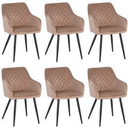 Set of 6 FLINDY Quilted Velvet Dining Chair with Diamond Pattern